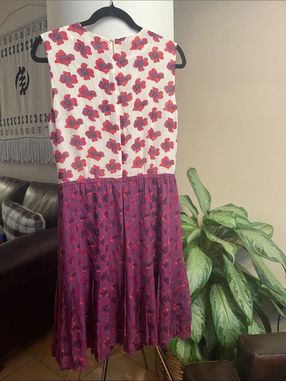 Tory Burch Silk Pink and purple Floral Tie-Neck Dress size 8